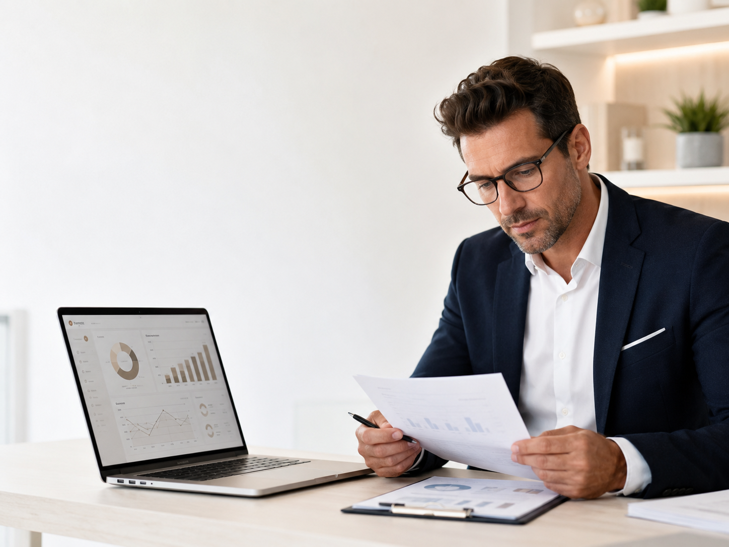 Profesional revisando información y reportes